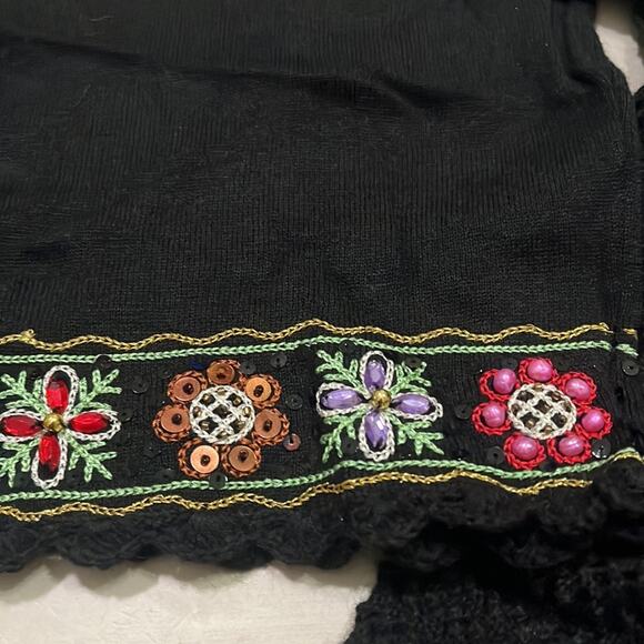 Berek Vintage Knit Floral Beaded Bolero Cardigan Cropped Women’s Large Black - Picture 11 of 16